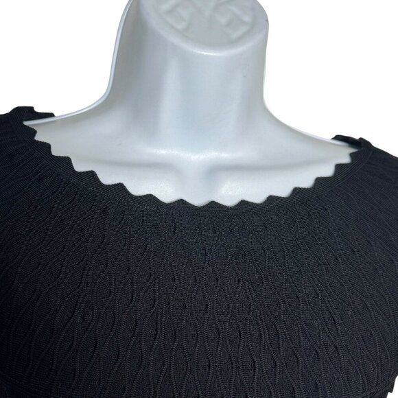 Herve Leger Black cap sleeve fit and Flare textured Dress size XS - Picture 5 of 12